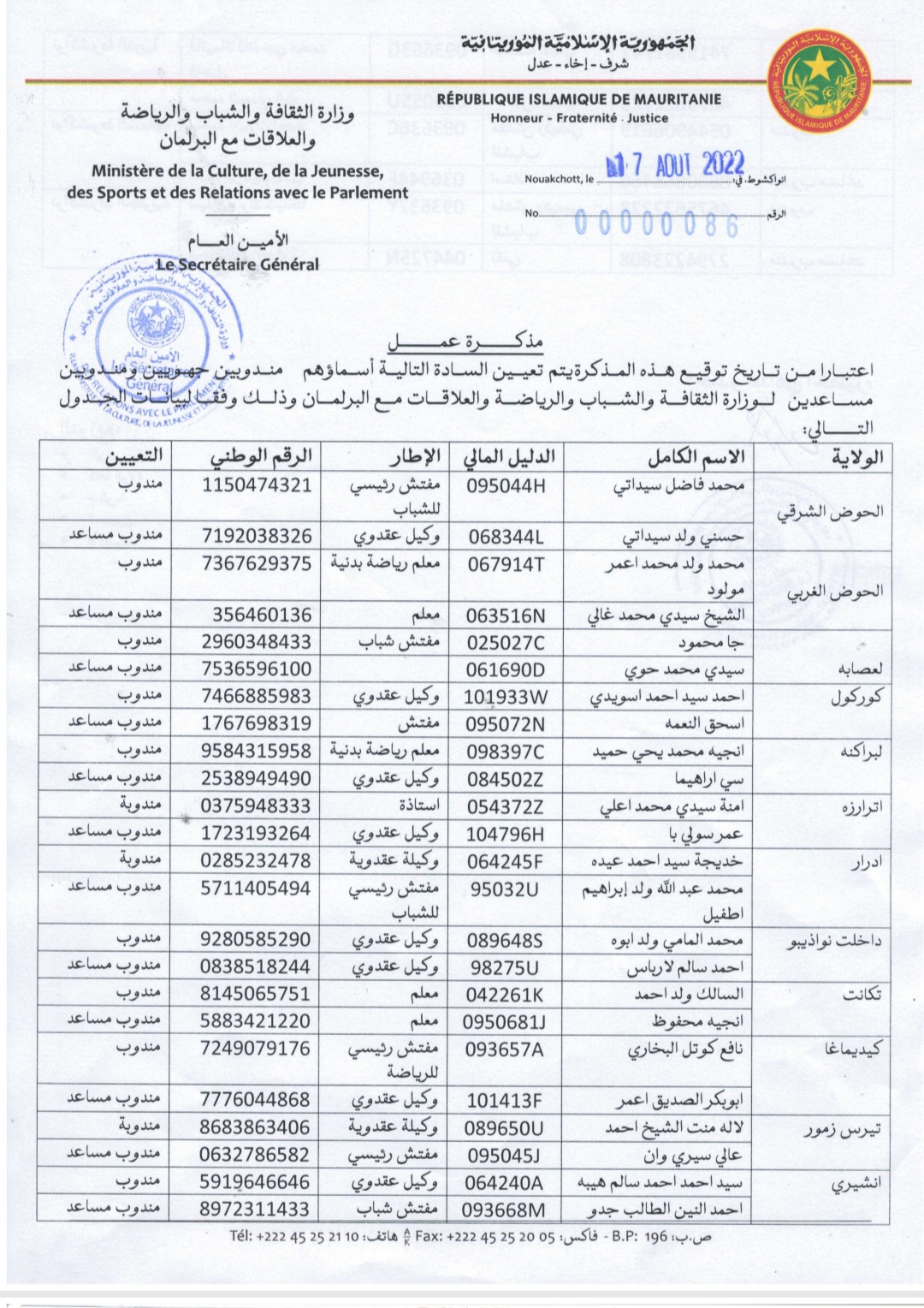صورة كيفه : تعيين مندوب جهوي لوزارة الثقافة و الشباب و الرياضة على ولاية لعصابه