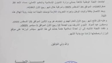 صورة لجنة الأهلة تعلن ثبوت رؤية هلال شهر ربيع الأول